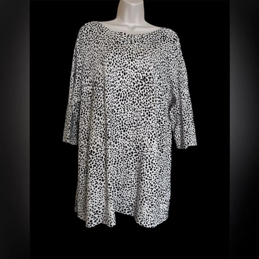 J. Jill animal cheetah print, X-Large Oversized Tunic with 3/4 Sleeves brown